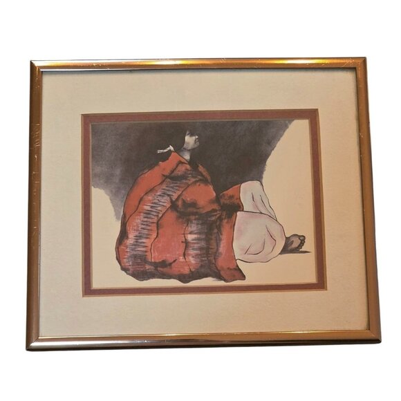 R.C. Gorman "Night" Framed Art Print Signed 7x8 Inches Gold Frame - Picture 6 of 11